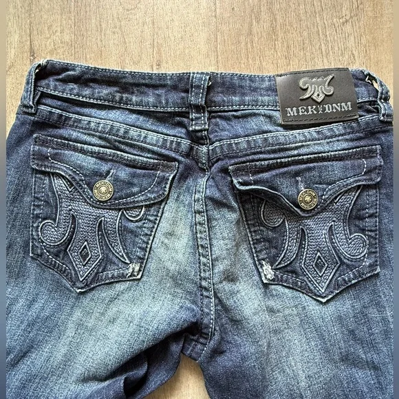 Women’s Y2K Buckle MEK Yokohama Slim Boot Cut Jeans Distressed Wash 29W | 34L - Picture 4 of 9